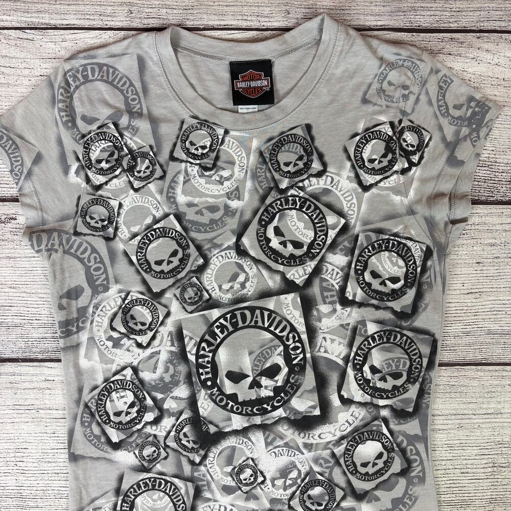 2009 Harley Davidson Motorcycles Skulls Big Print T-shirt - Picture 7 of 8